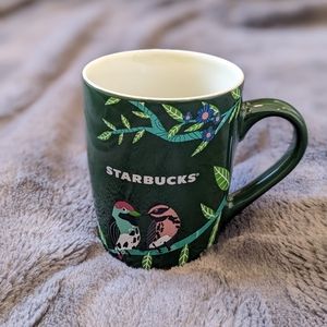 Starbucks 2020 Dark Green Tropical Jungle Birds Coffee Mug Tea Cup 10 OZ EUC